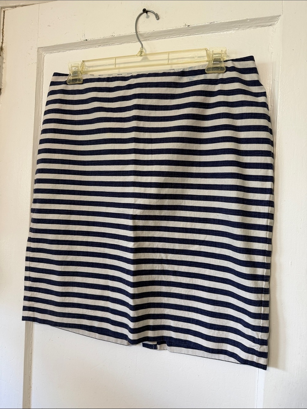 Striped Navy and White Pencil Skirt